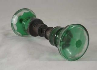 GREEN CUT GLASS DOORKNOB CUT TO CLEAR VINTAGE STYLE