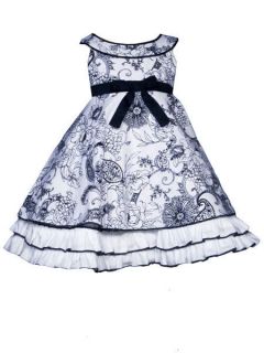 Baby Biscotti Navy Print On White Dress $64 $68