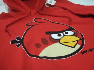 NWT MENS LARGE RED ANGRY BIRDS MAD FACE GAME APP PULLOVER HOODIE 
