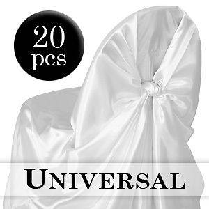 20 White Satin Universal Self Tie Chair Covers Wedding