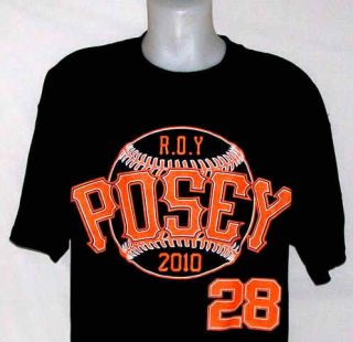   Francisco Giants Buster Posey Jersey Black t shirt 2010 ROY M L XL 2XL