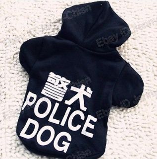 Summer Pet dogs police dog pretty black Clothes Apparel Cute T shirt 