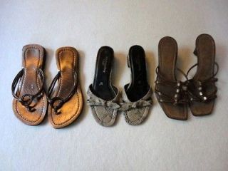 Lot Of 3 Pairs Summer Sandals Shoes Italian Leather, Montego Bay Snake 