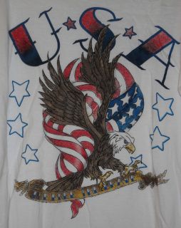 MENS AMERICAN EAGLE USA FLAG PATRIOTIC FREE BRAVE UNIQUE T SHIRT~XL 