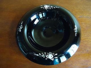 Beautiful Fenton Art Glass Black Bowl Dish Handpainted   Signed K 