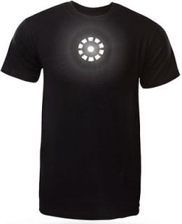   ,Tony Stark,Arc Reactor,MK IX Armor LED Light Up T Shirt,XL,Bla​ck