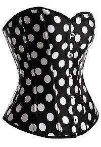 Womens Size MEDIUM Black w/white polka dots Corset NWT   Size MEDIUM