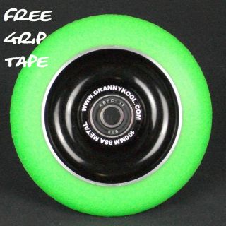 Black Green Metal Core Scooter Wheel incl Abec 11 + Grip Tape Free