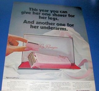 1972 pink Lady Remington w/two shaving heads Ad