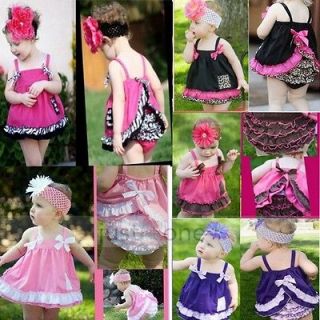 Kids Baby Girls Ruffle Tops + Pants Set Bloomers Outfit Dress Nappy 
