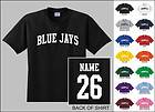 Blue Jays College Letters Custom Name & Number Personalized Baseball T 