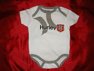    Hurley Infant Baby Girls or Boys White Onesie Bodysuits 0 3 Months