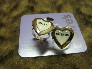 new best friends heart locket rings adjustable BFF jewelry friendship 