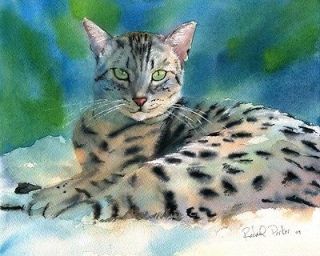 Print Mau Bengal Cat Watercolor Watercolor Painting Art