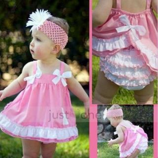 Girl Baby Ruffle Top Dress + Pants Set New Bloomers Nappy Cover Size 0 