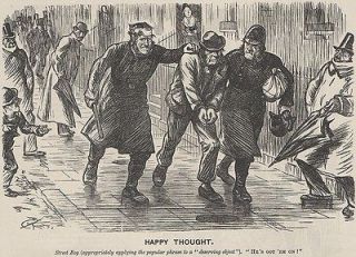   1880 PRINT POLICEMAN UNIFORM HELMET TRUNCHEON LONDON BOBBIE POLICE