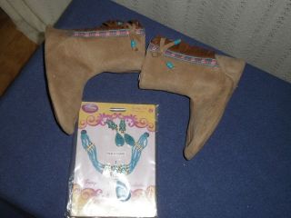  POCAHONTAS Costume Boots 13/1 Necklace and Earrings NEW