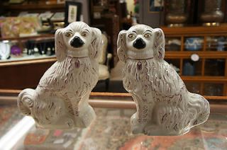 Antique Staffordshire Chelsea Spaniel Dog Porcelain Puppy Pair 15 