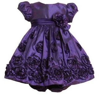 New Baby Girls Bonnie Jean sz 12m Purple Bonaz Taffeta Dress Christmas 
