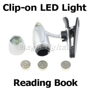 Portable 3 LED Clip on Book Bed Headboard Reading Light