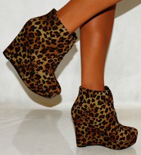 leopard print wedge booties