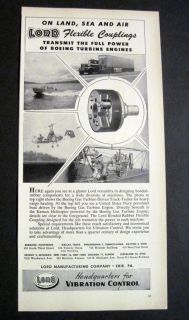 1953 Lord Mfg Erie Kaman Helicopter Turbine Engine Ad