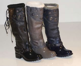 2012 Women Rain Boot GREY Snow Winter Knee High Fur Boots SIZE 10