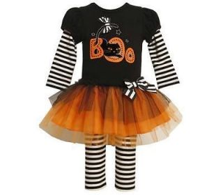 Bonnie Jean Baby Girls Halloween Cat Boo Tutu Skirt Dress Outfit w 