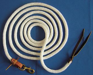 HORSE LEAD ROPE 5/8 X 12 6 WHITE DERBY ROPE LEAD WITH SOLID BRASS 