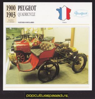 1900 1903 PEUGEOT QUADRICYCLE FRENCH SPEC PHOTO CARD