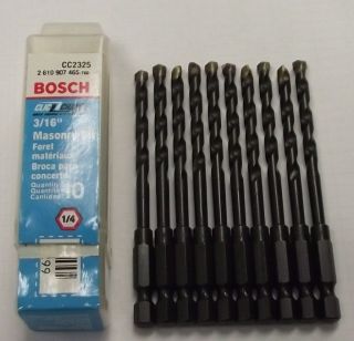 Bosch Clic Change 10 Piece 3/16 Hex Shank Masonry Drill Bits CC2325 