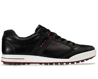 Ecco Mens Golf Street Premiere Red Black Leather Shoes Sneakers