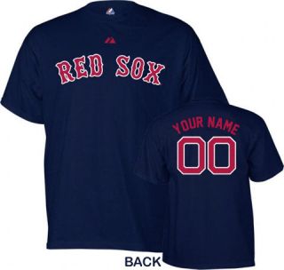 Majestic Boston Red Sox Customized Name & Number T Shirt Jersey 