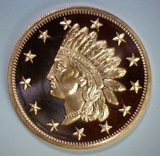 1859   1909 Indian Head Cent Design 1 oz COPPER Bullion Medal 
