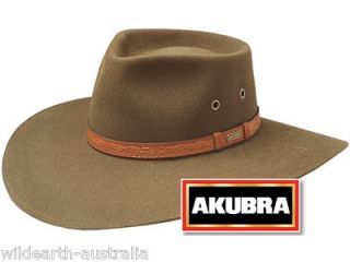 Akubra Territory WIDE Brim Felt Hat Khaki 57cm NEW