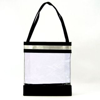 Tote Bag   Clear Vinyl with Black and Silver Trim 10 x 9 x 2½ NEW 