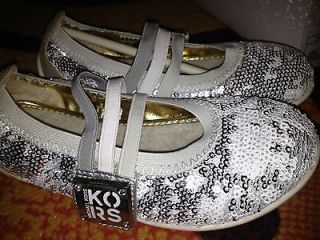 Michael Kors NEW girls LIL DEHLIAH shoes white silver sequence Mary 
