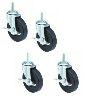 New Set of 4 Threaded Stem Casters with 5 Wheels and 1/2  13 Stem 