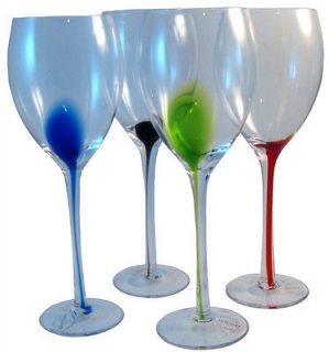 Set of 4 Splash Goblet Wine Glasses by Artland Glass