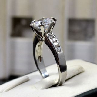 Fashion jewelry 2 Ct CZ Round Brilliant Cut Promise Wedding Engagement 