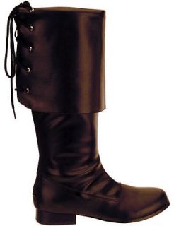   Size 11 12 Mens Brown Pirate Buccaneer Fancy Dress Lace Up Boots
