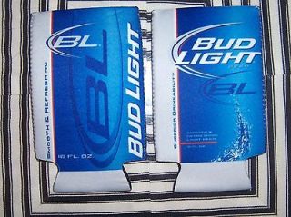 LOT OF SIX (6) BUD LIGHT COOZIE COOLER   5 TALL FOR 16 OZ CANS