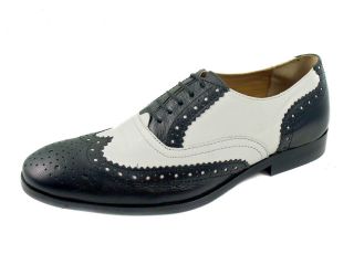   ROLL 1950S 1960S BLACK WHITE LEATHER BROGUE SHOES SIZE 7   12