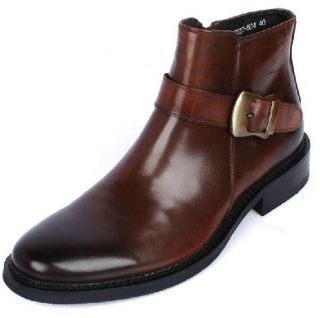 Mens Real leather Business Casual Shoes Ankle Boots zip slip on Black 
