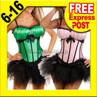 Burlesque Costume Boned Corset Dress Petticoat Tutu Skirt Ladies 6 16