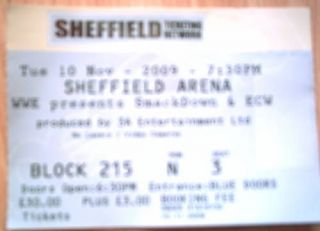 WWE SMACKDOWN / ECW   Sheffield Arena   Nov 09 Used Tkt