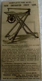 1881 FRET WOOD SAW CARPENTRY FOOT PEDAL NEW YORK AD