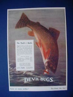 Pair 1924/21 Tuttle Devil Bug Fishing Lure Bait Posters Schenectady 