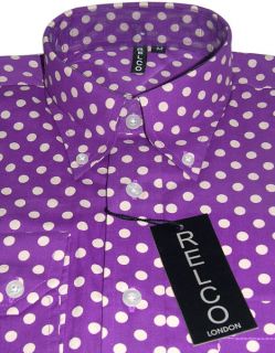 Purple Polka Dot Mens Shirt A Cool Classic Mod Vintage Design 