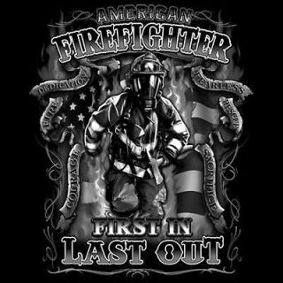 Firefighter T Shirt American Fire Fighter First In Last Out Tee